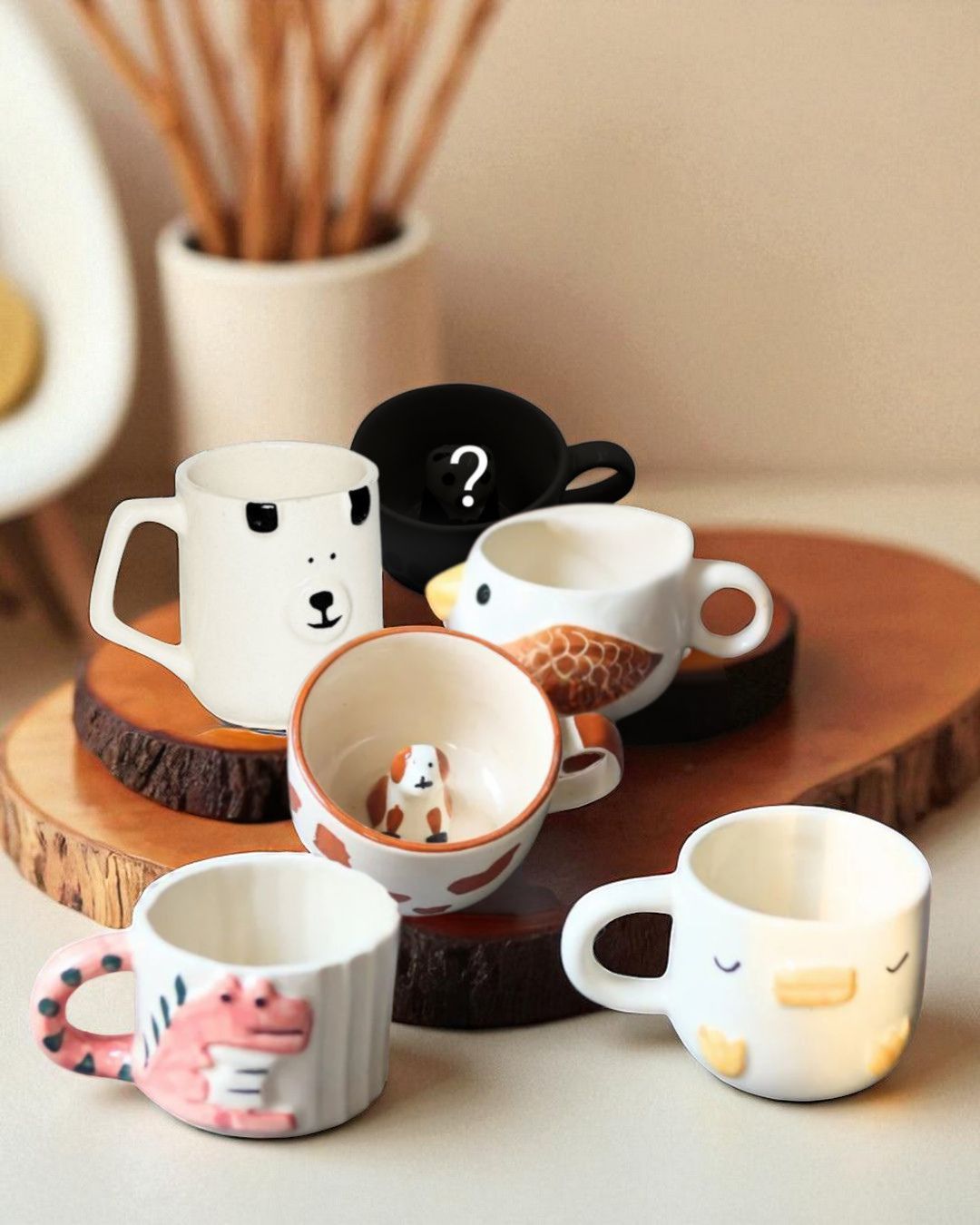 Zoo Brew Set – Cute Animal Mug Comb, Free Mystery Mug Inside (Set of 6)