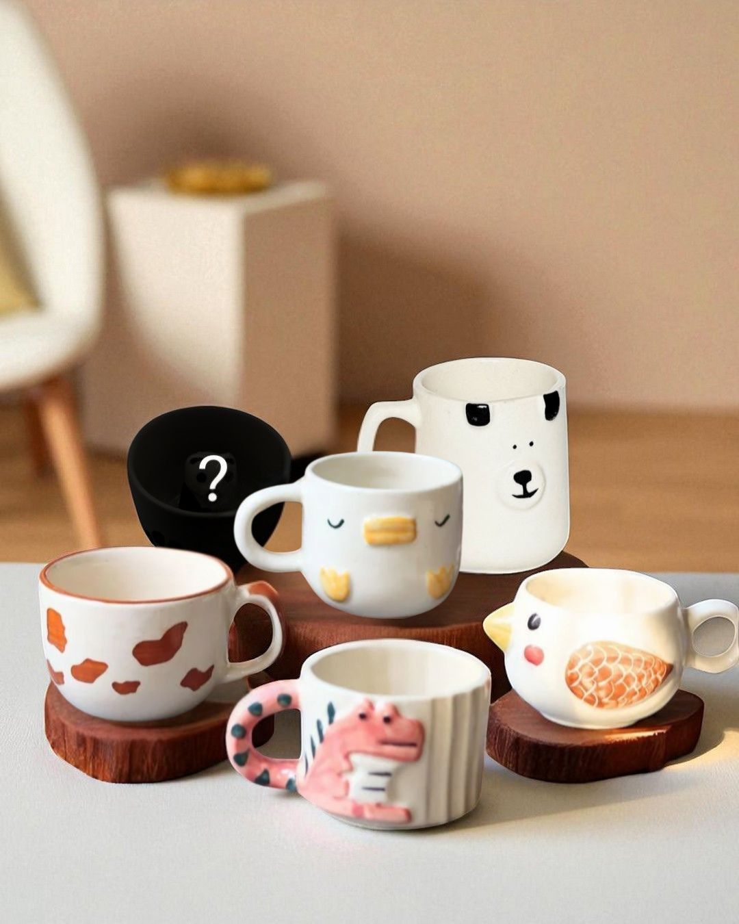 Zoo Brew Set – Cute Animal Mug Comb, Free Mystery Mug Inside (Set of 6)