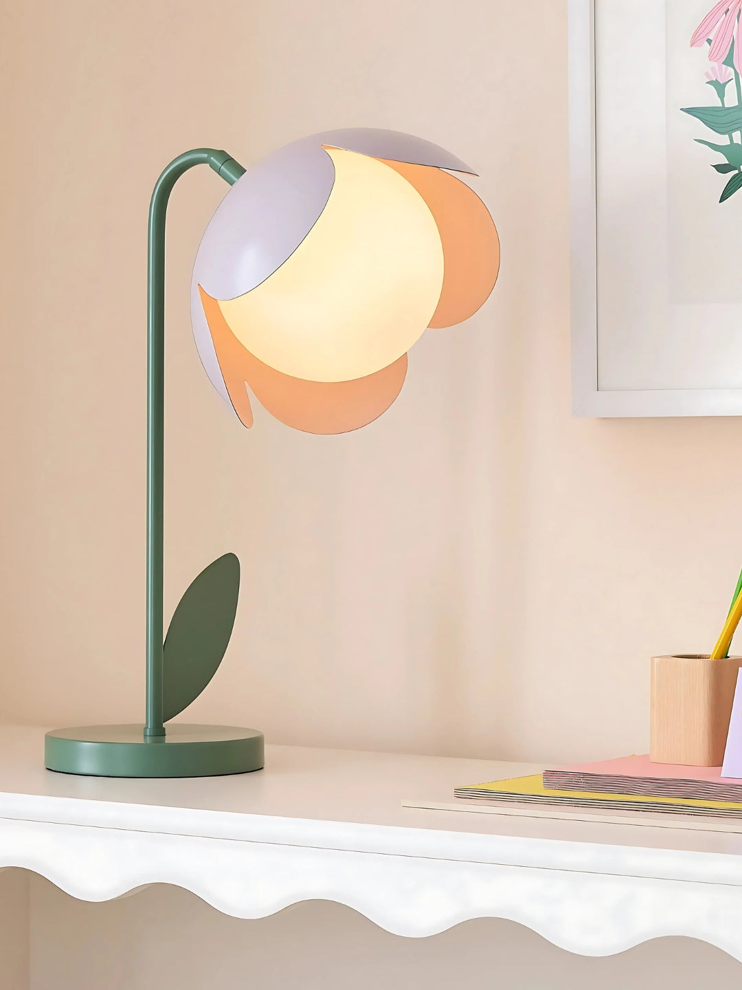 Bloom Metal Lamp – Contemporary Modern Floral Inspired Lighting, Desk Lamp