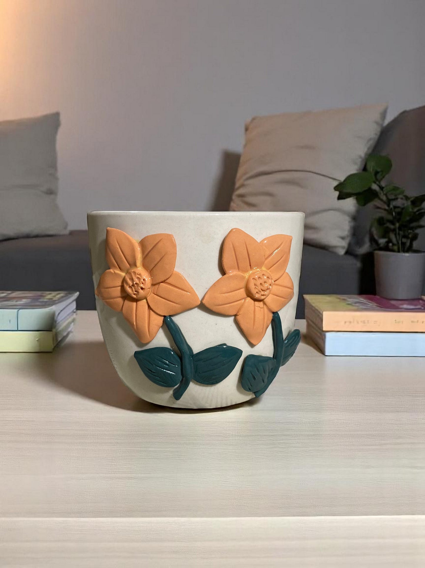 Terra Bloom – Earthy Planter with Flower Texture