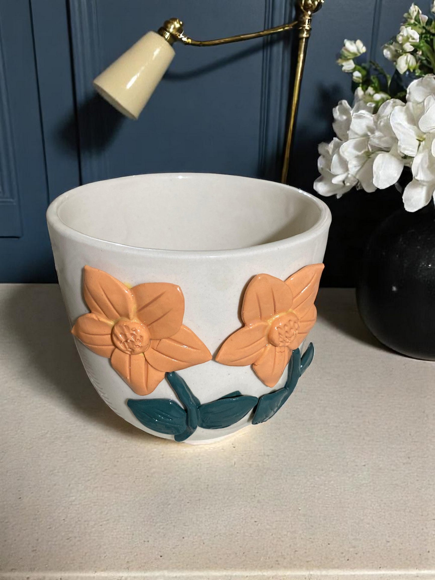 Terra Bloom – Earthy Planter with Flower Texture