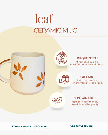 Green Leaf Ceramic Mug – Nature Inspired Sipper for Calm Vibes