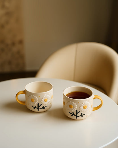 Daisy Flower Ceramic Mug – Cute Coffee & Tea Cup
