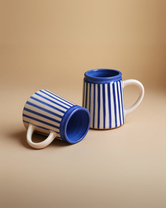 Striped Ceramic Coffee Mug – Stylish Tea & Milk Cup