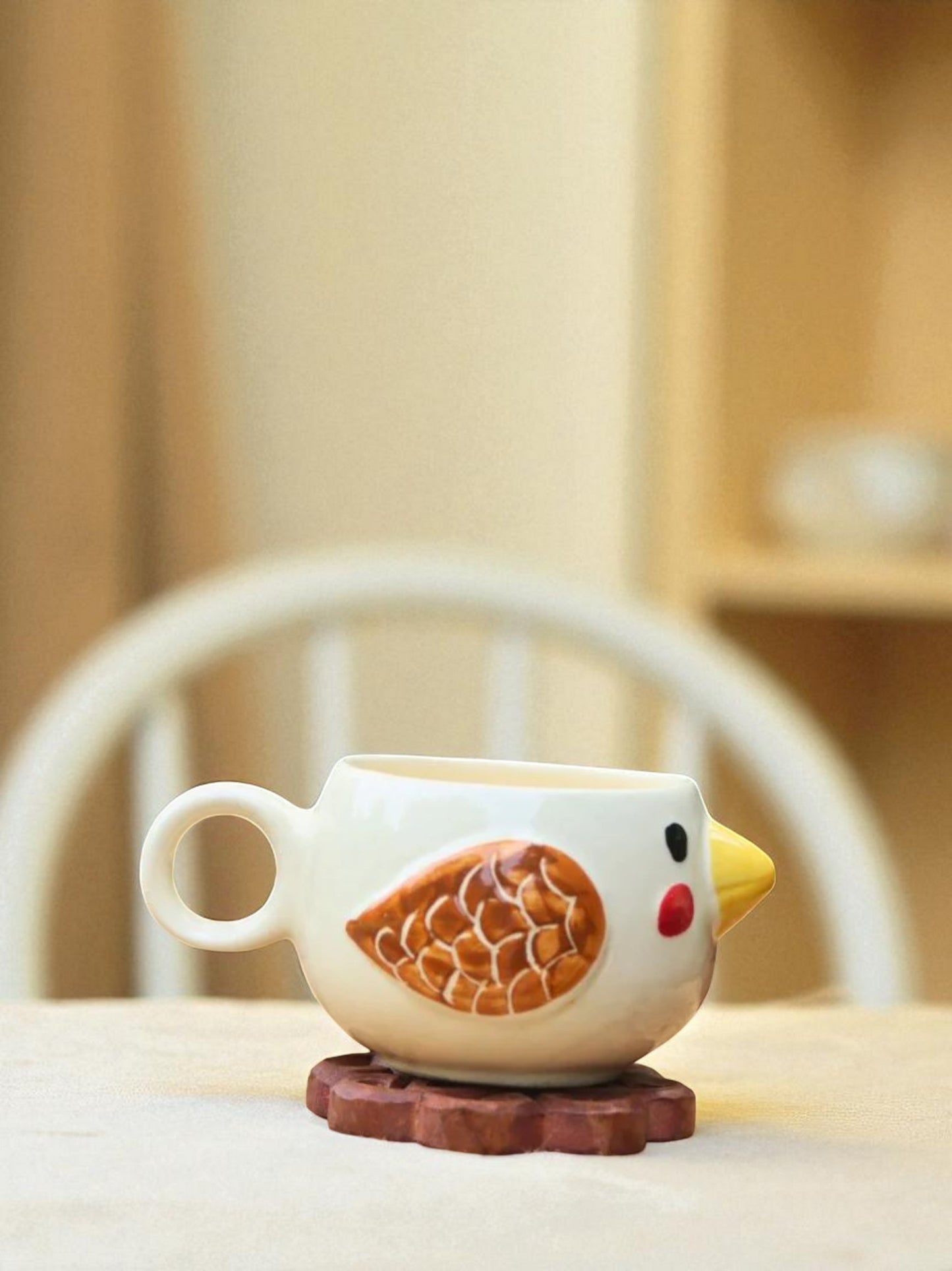 Handcrafted Bird Design Ceramic Mug – Cute Animal Coffee Cup