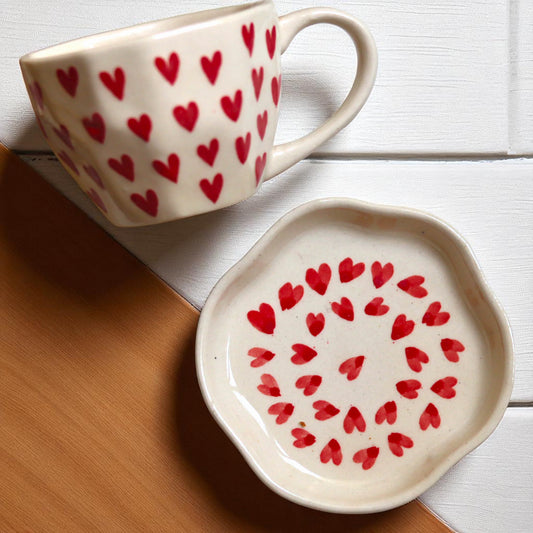 Love Brew Set – Heart Mug & Dessert Plate Duo