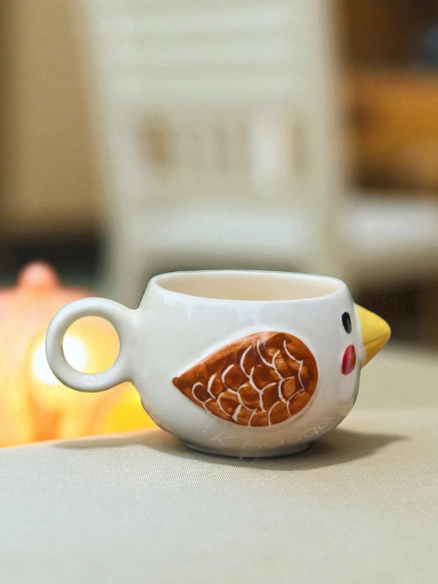 Handcrafted Bird Design Ceramic Mug – Cute Animal Coffee Cup