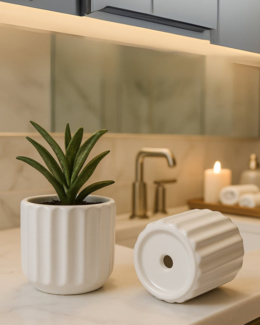 Stria Ceramic Planter – Contemporary Textured Indoor Pot