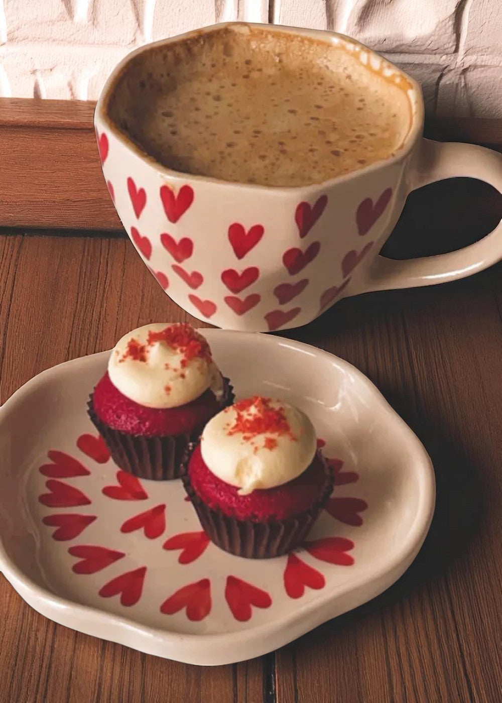 Love Brew Set – Heart Mug & Dessert Plate Duo