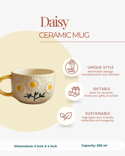 Daisy Flower Ceramic Mug – Cute Coffee & Tea Cup
