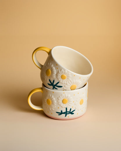Daisy Flower Ceramic Mug – Cute Coffee & Tea Cup