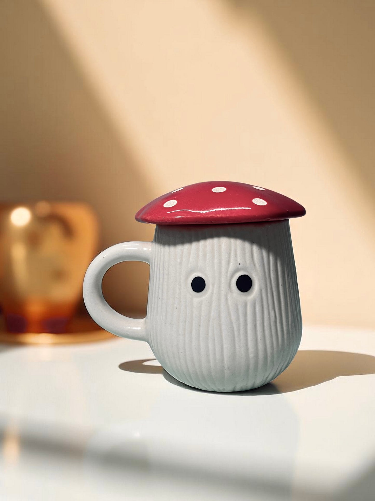 Mushroom Sip Mug –  Ceramic Mug with Matching Lid