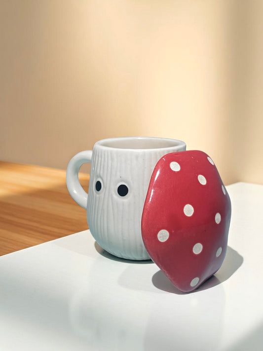 Mushroom Sip Mug –  Ceramic Mug with Matching Lid