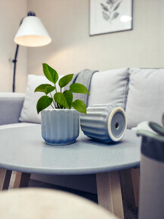 Stria Ceramic Planter – Contemporary Textured Indoor Pot