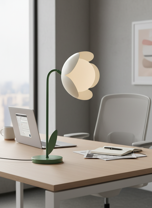 Flower lamp in office setting